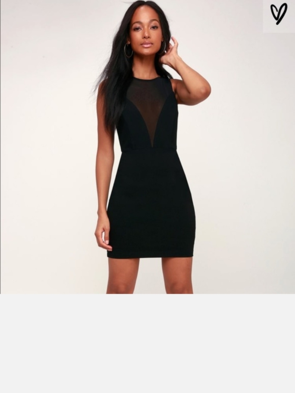 Lulu's Black Sleeveless Mesh-Inset Bodycon Mini Dress